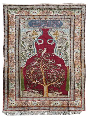 Preghiera Panderma , Anatolia prima metà del sec. XX , campo rosso decorato...