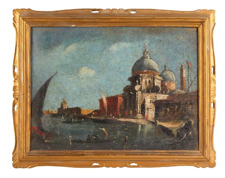  
"Veduta della chiesa della Salute con barche" 
 Cm 29x39