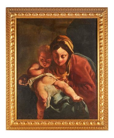 Federico Bencovich (attribuito a) (Almissa, 1677 - Gorizia, 1756) 
"Madonna con Bambino" 
Olio su tela Cm 73x58