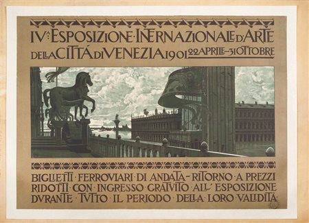 Augusto Sezanne (Firenze, 1856 - Venezia, 1935) 
"IV Esposizione Internazionale d'Arte della città di Venezia 1901" 
  Cm 49,5x68,5