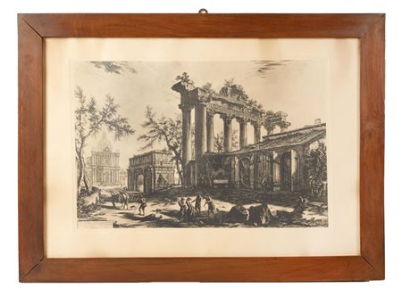 Giovanni Battista Piranesi (Mogliano, 04/10/1720 - Roma, 09/11/1778) 
"Altra Veduta del Pronao del Tempio della Concordia" 
  Cm lastra: 37x55