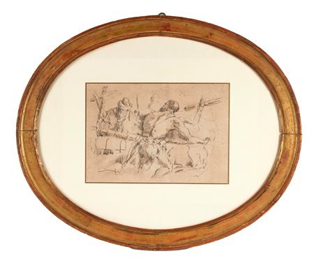 CARRACCI attr. Disegno antico. China su carta. Cm 20x28,5.