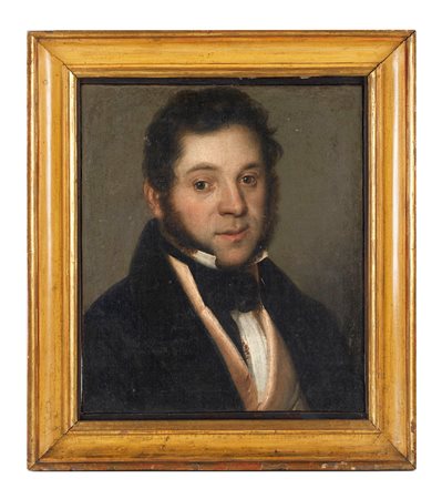 Giacomo Trecourt (attribuito a) (Bergamo, 22/08/1812 - Pavia, 15/05/1882) 
"Ritratto di uomo" 
Olio su tela Cm 41,5x36,5
