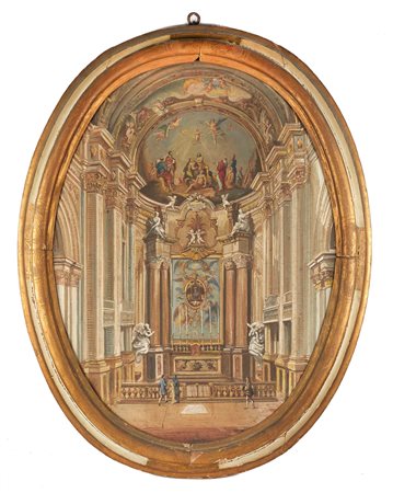  
"Interno di chiesa". 
 Cm 96x70