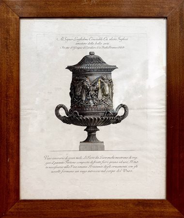 Francesco Piranesi (Roma, 1758 - Parigi, 1810) 
"Vaso cinerario di gran mole" 
 Cm lastra: 53x38