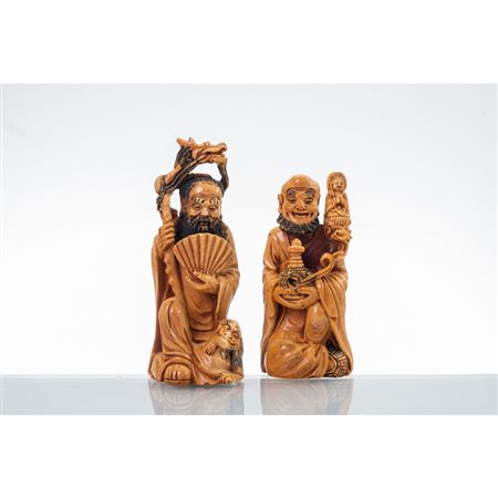 MANIFATTURA CINESE FINE DEL XIX SECOLO, Coppia di sculture