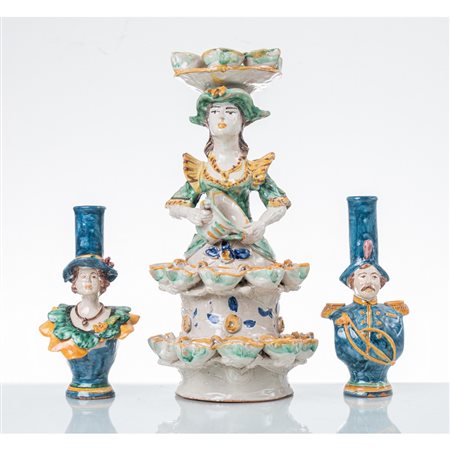 MAN. CALTAGIRONE SECONDA METÀ XX SEC., Lumiera e 2 portafiori