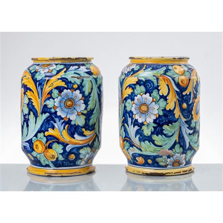 MANIFATTURA CALTAGIRONE FINE XIX SEC., Grande coppia cilindri