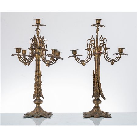 MANIFATTURA SICILIANA DEL XIX SECOLO, Coppia di candelabri