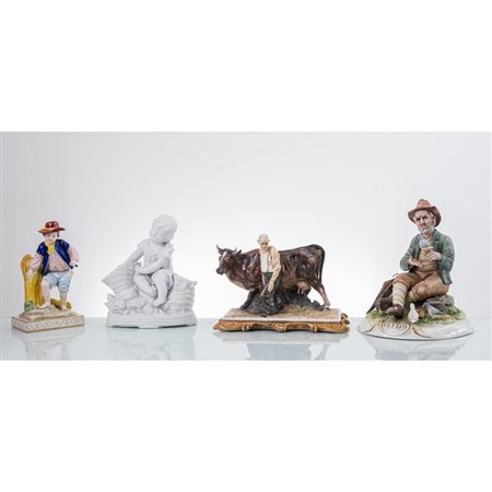 MANIFATTURA ITALIANA DEL XX SECOLO, Tre sculture e fioriera