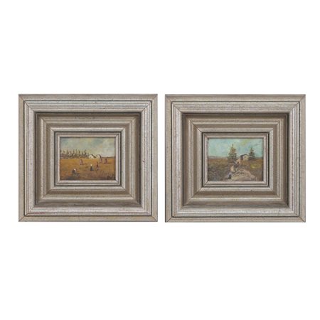 PITTORE DEL XX SECOLO, Paesaggio (X2), Due oli su tavoletta