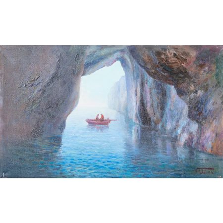 VINCENZO UDINE, Grotta azzurra, Olio su tela