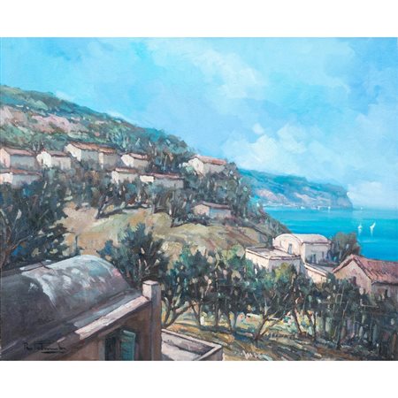 PITTORE DEL XX SECOLO, Paesaggio napoletano, Olio su tela