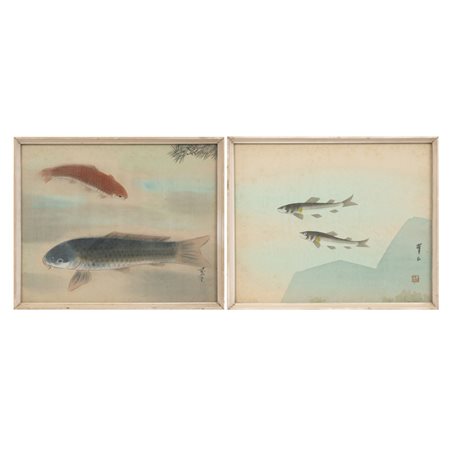 PITTORE GIAPPONESE DEL XIX/XX SECOLO, Due tempere su seta