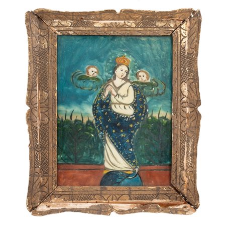 MANIFATTURA SICILIANA DEL XIX SECOLO, Pittura su vetro