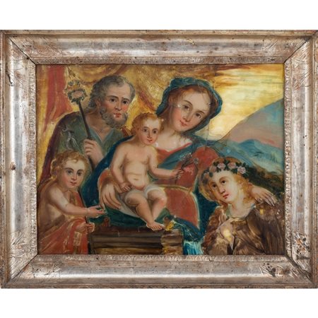 MANIFATTURA SICILIANA DEL XIX SECOLO, Pittura su vetro