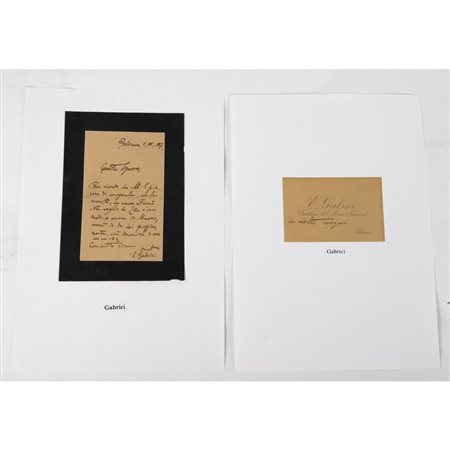 DUE BIGLIETTI AUTOGRAFI DI ETTORE GABRICI