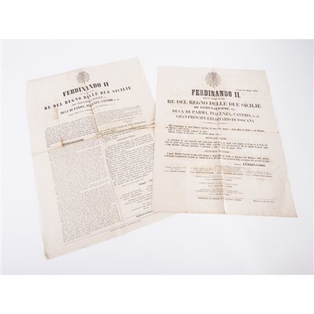 DUE DECRETI A STAMPA DEL REGNO DELLE DUE SICILIE