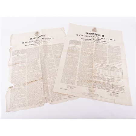 DUE DECRETI A STAMPA DEL REGNO DELLE DUE SICILIE