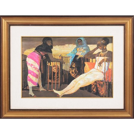 SALVATORE FIUME, Terrazze di Harar, Cromolitografia su tela