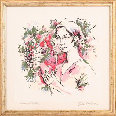 GIAMBECCHINA, Litografia a colori ritoccata a mano