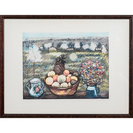 MICHELE CASCELLA, Natura morta, Incisione a colori