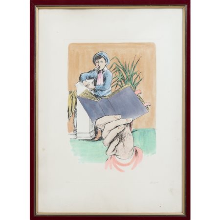 DOMENICO PURIFICATO, Scolaro, Litografia a colori