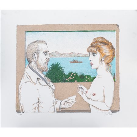 BRUNO CARUSO, La visita, Litografia a colori