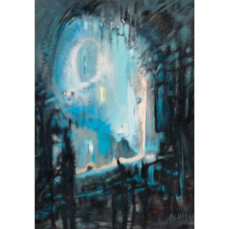 GINO MERIGHI, Notturno, Olio su masonite