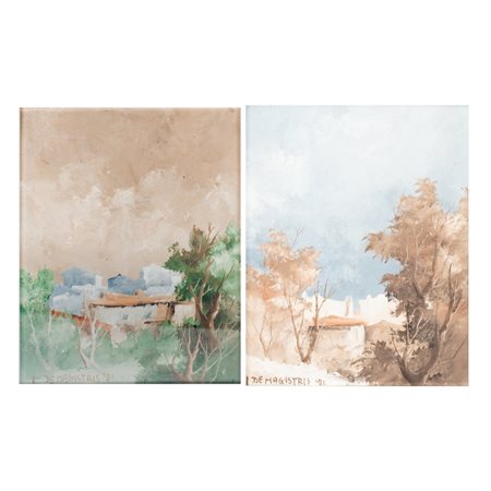 LEONARDO DE MAGISTRIS, Due oli su cartone telato