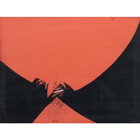 GIGI MARTORELLI, Tecnica mista su cartoncino rosso