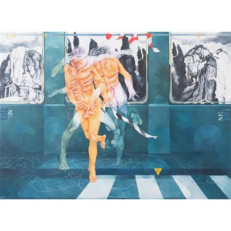 ENRICO SCHINETTI, Sulla strada n 2, Olio su tela