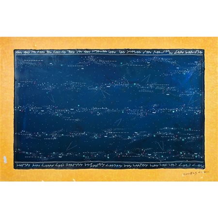 GIANCARLO MONTUSCHI, Olio e applicazioni cartacee su tela