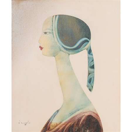 CESARE D'ANGELO, Profilo di donna, Olio su tela