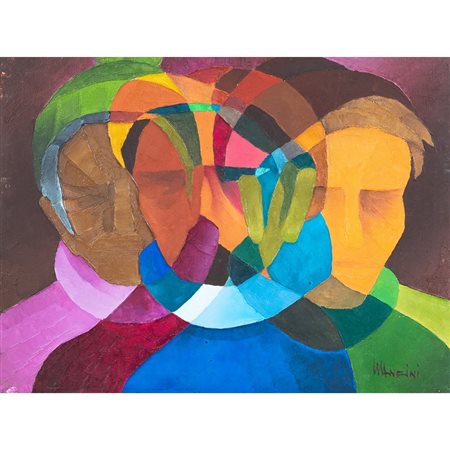 MARIO MANCINI, Lavoratori, Olio su tela