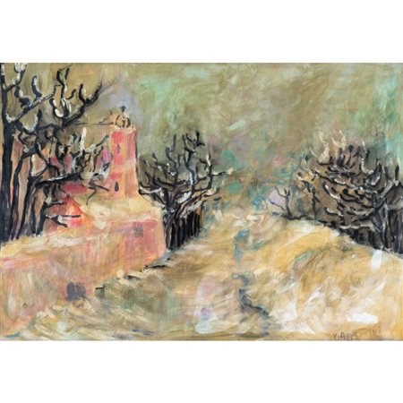 YVONNE APPENNINI, Strada innevata, Olio su tavola