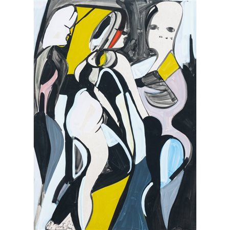 ALDO GENTILINI, Figure, Olio su cartoncino