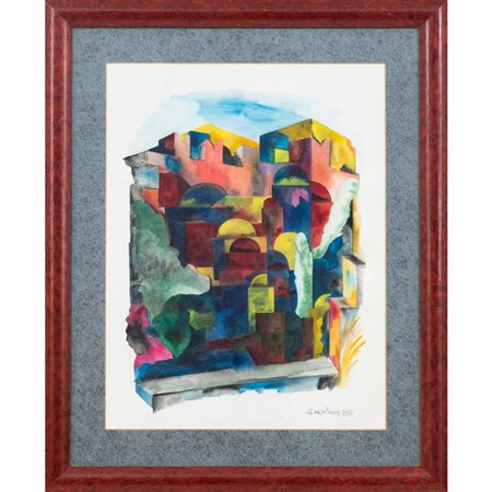 GIUSEPPE MARTINEZ, Tetti e cupole, Acquarello su carta