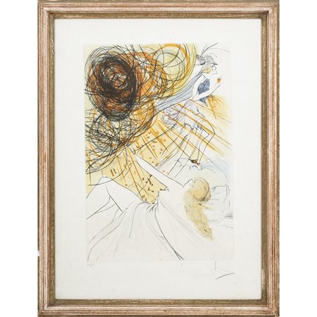 SALVADOR DALÌ, Omaggio a Mercurio, Incisione a colori