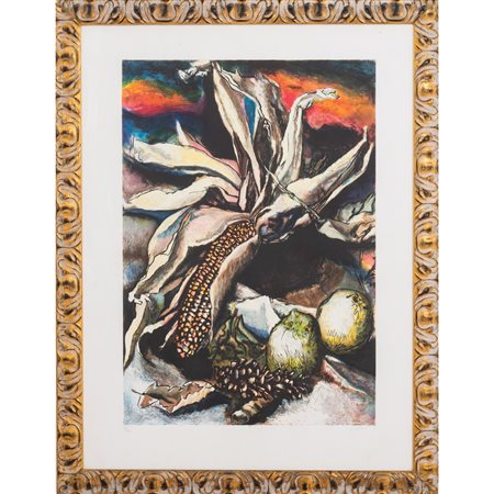 RENATO GUTTUSO, Natura morta, Incisione a colori