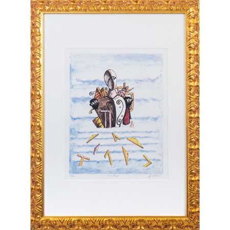 GIORGIO DE CHIRICO, Il trovatore, Litografia a colori