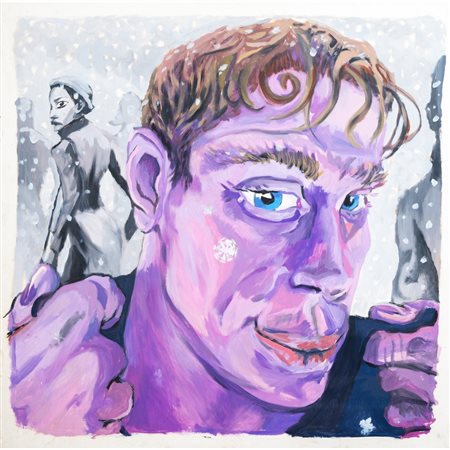 ALESSANDRO BAZAN, Olio su carta applicato su tela