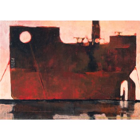 MARIO BARDI, Scafo in disarmo, Olio su tela