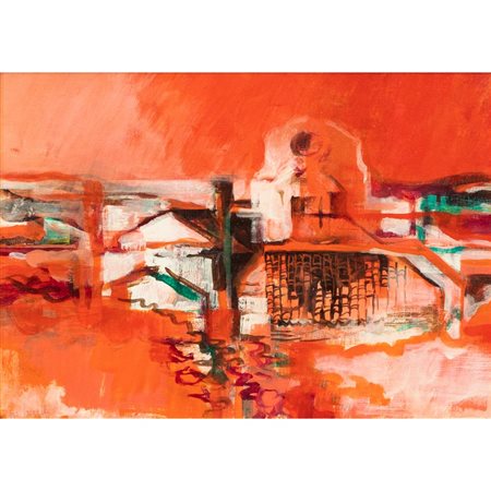 MARIO BARDI, Paesaggio siciliano, Olio su tela