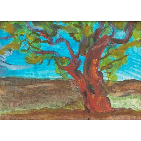 ALDO PECORAINO, Albero, Olio su cartone telato