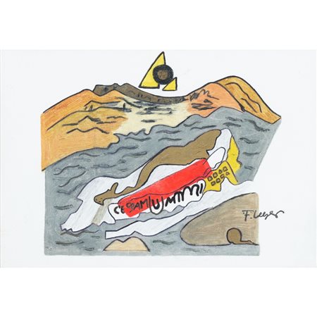 FERNAND LEGER (Attr.le), Olio e tecnica mista su tela