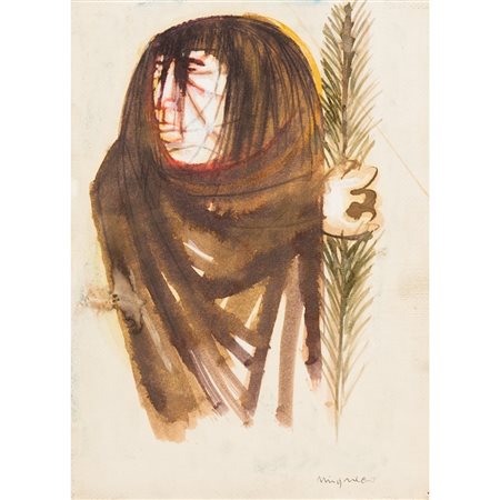 GIUSEPPE MIGNECO, Tecnica mista su carta applicata su tela