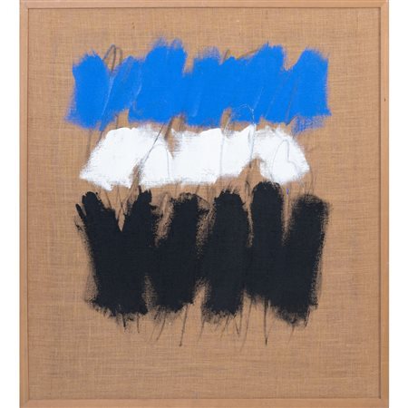 SALVATORE EMBLEMA Terra colorata su tela juta