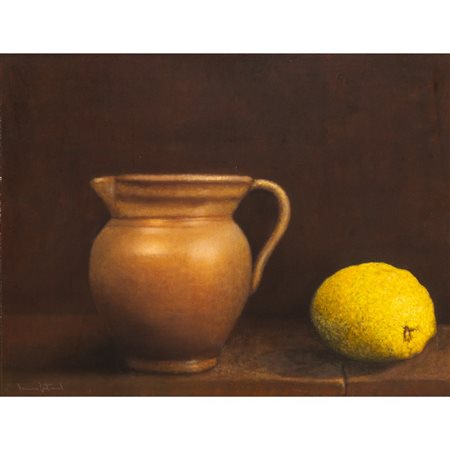 FRANCESCO BERTRAND, Brocca e limone, Olio su tela