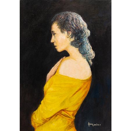 FRANCESCO MARINO, Donna in giallo, Olio su tela